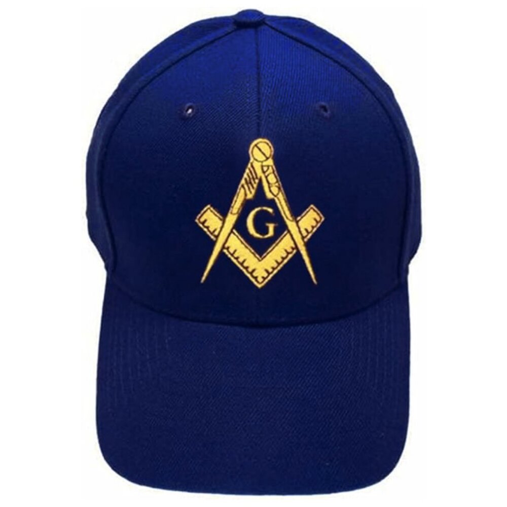 Freemason's Baseball Cap - Blue Hat with Golden Standard Masonic Symbol